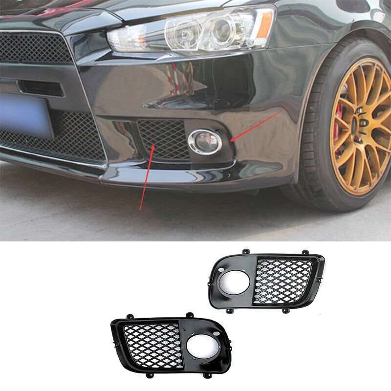 Black Front Fog Light Lamp Cover 2PCS For Mitsubishi Lancer Evolution 2007-2017