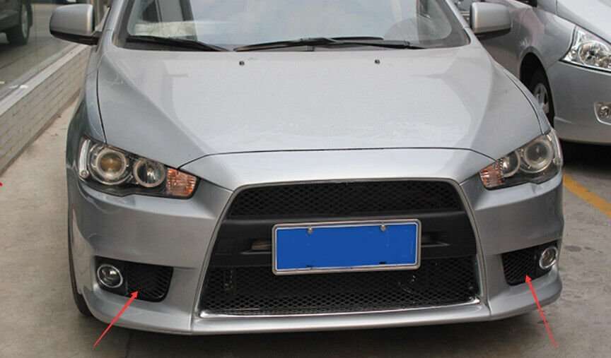 Black Front Fog Light Lamp Cover 2PCS For Mitsubishi Lancer Evolution 2007-2017