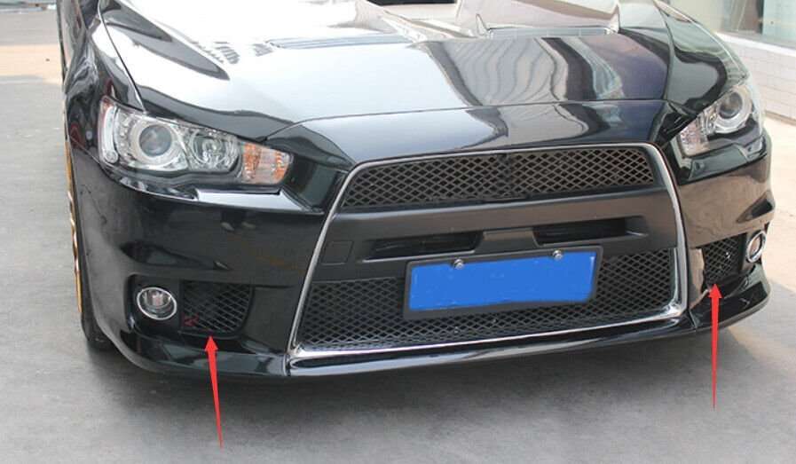 Black Front Fog Light Lamp Cover 2PCS For Mitsubishi Lancer Evolution 2007-2017
