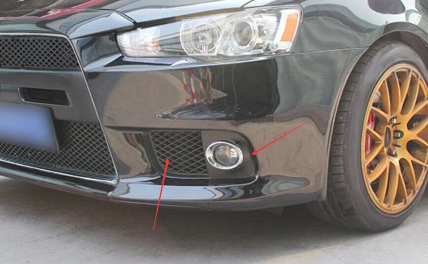 Black Front Fog Light Lamp Cover 2PCS For Mitsubishi Lancer Evolution 2007-2017