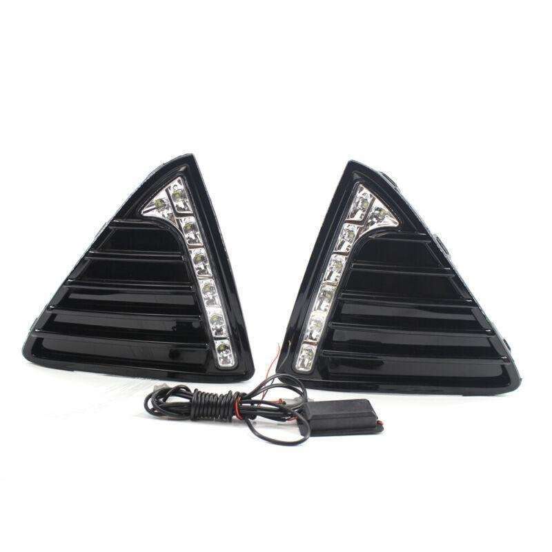 2X/Set Fit For Ford Focus 11-14 Front Bumper Grille with LED DRL Light Kit