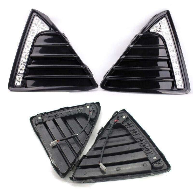 2X/Set Fit For Ford Focus 11-14 Front Bumper Grille with LED DRL Light Kit