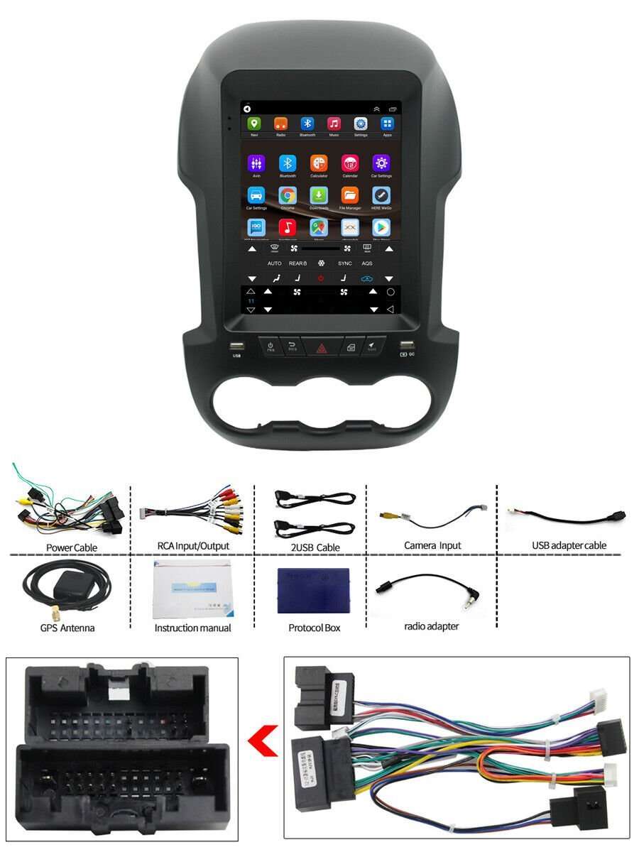 9.7" Touch Screen Andrid 11 BT Car Stereo GPS Sat Nav For Ford Ranger 2011-2016