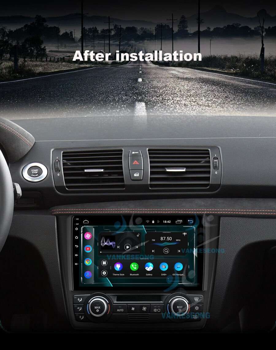 Android Auto Stereo for BMW 1 Ser E81 E82 E87 E88 Car Radio Head Unit GPS SatNav