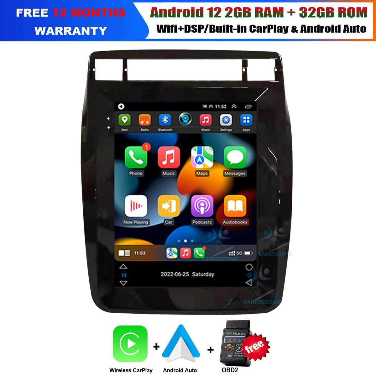 9.7'' Car Stereo For VW Touareg 2011-2017 DAB FM Radio GPS 32GB Android 12 Navi