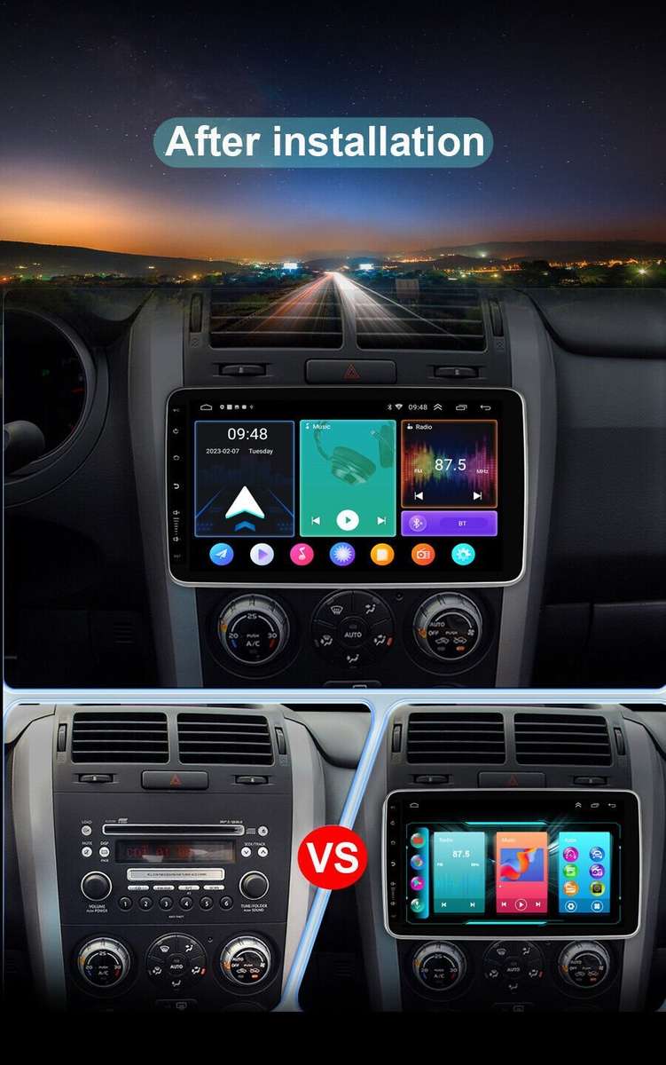 Double Din Car Stereo with Screen Android 12 BT CarPlay GPS Navigation Head Unit