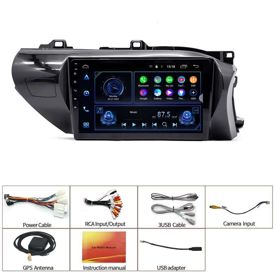 10" Android13 CarPlay Car Stereo Radio For Toyota Hilux 2015-22020 Head Unit GPS