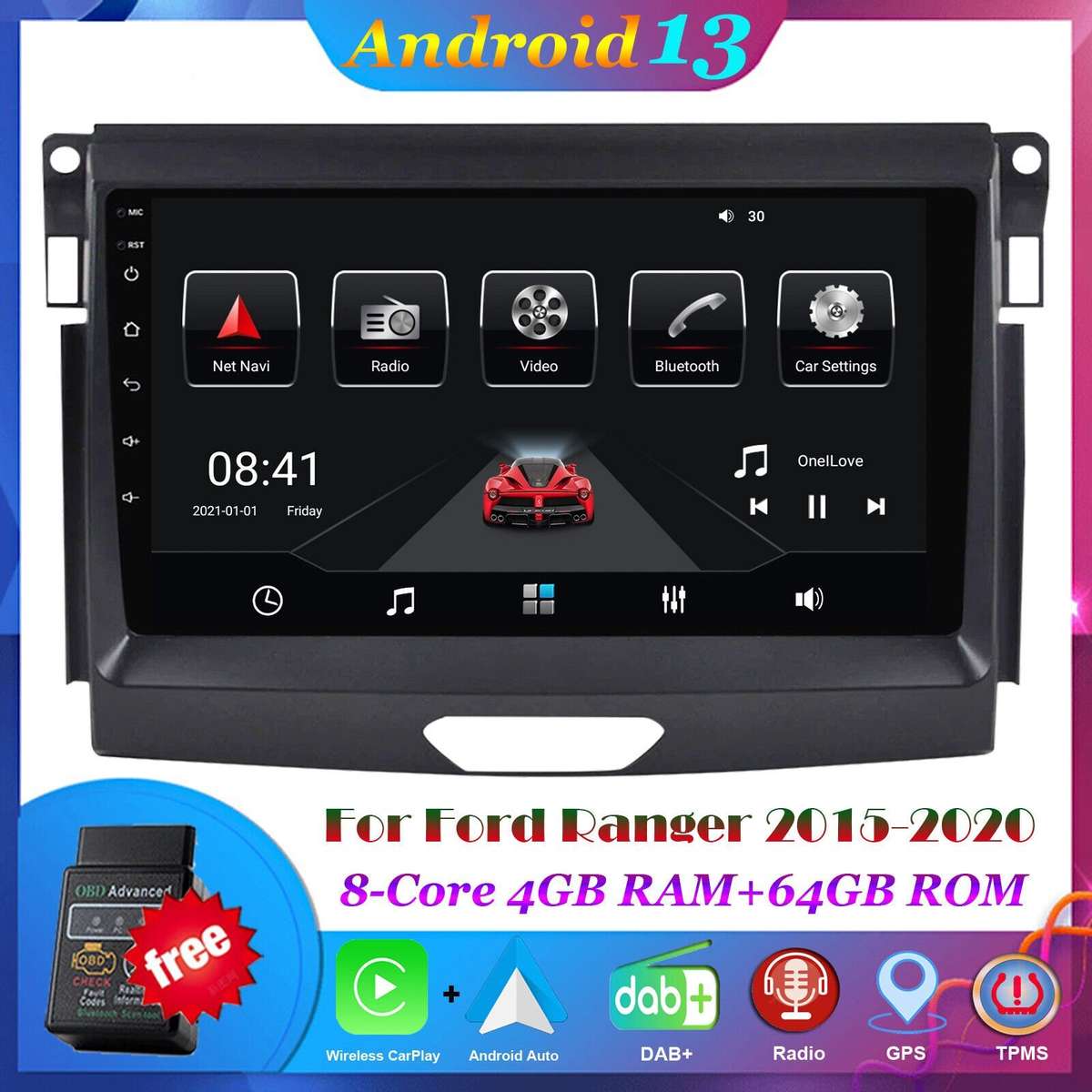 9"Android 13 4+64GB CarPlay Androud Auto Autoradio GPS For Ford Ranger 2015-2020