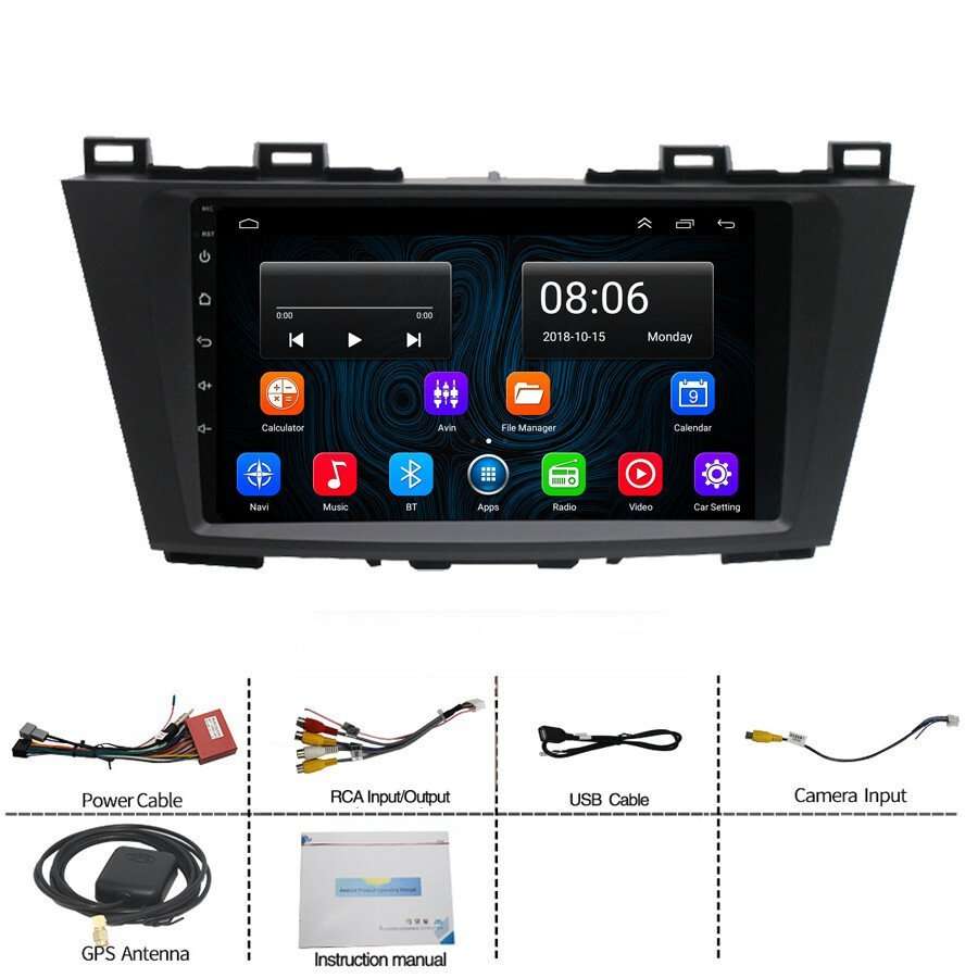 9" Android 12 BT CarPlay Autoradio Bluetooth Navigation GPS For Mazda5 2010-2015