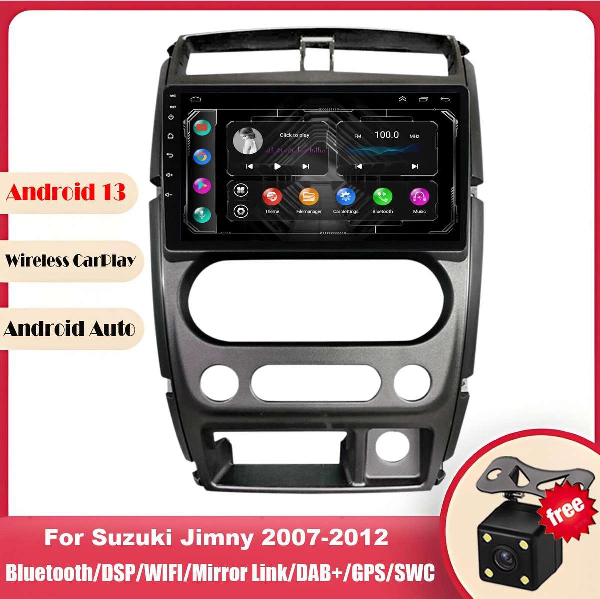 For Suzuki Jimny 2007-2012 Touchscreen GPS Navigation Autoradio Android 13 dab+