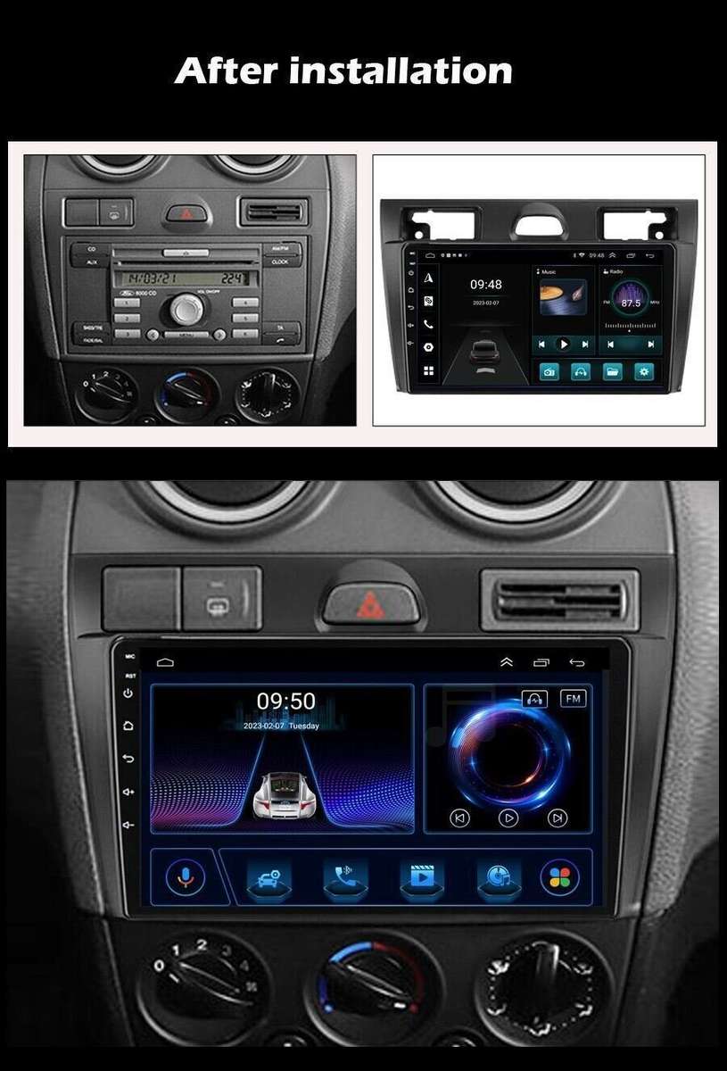 For Ford Fiesta MK5 2002-2008 Autoradio GPS Navigation Bluetooth DAB+ Android 9"