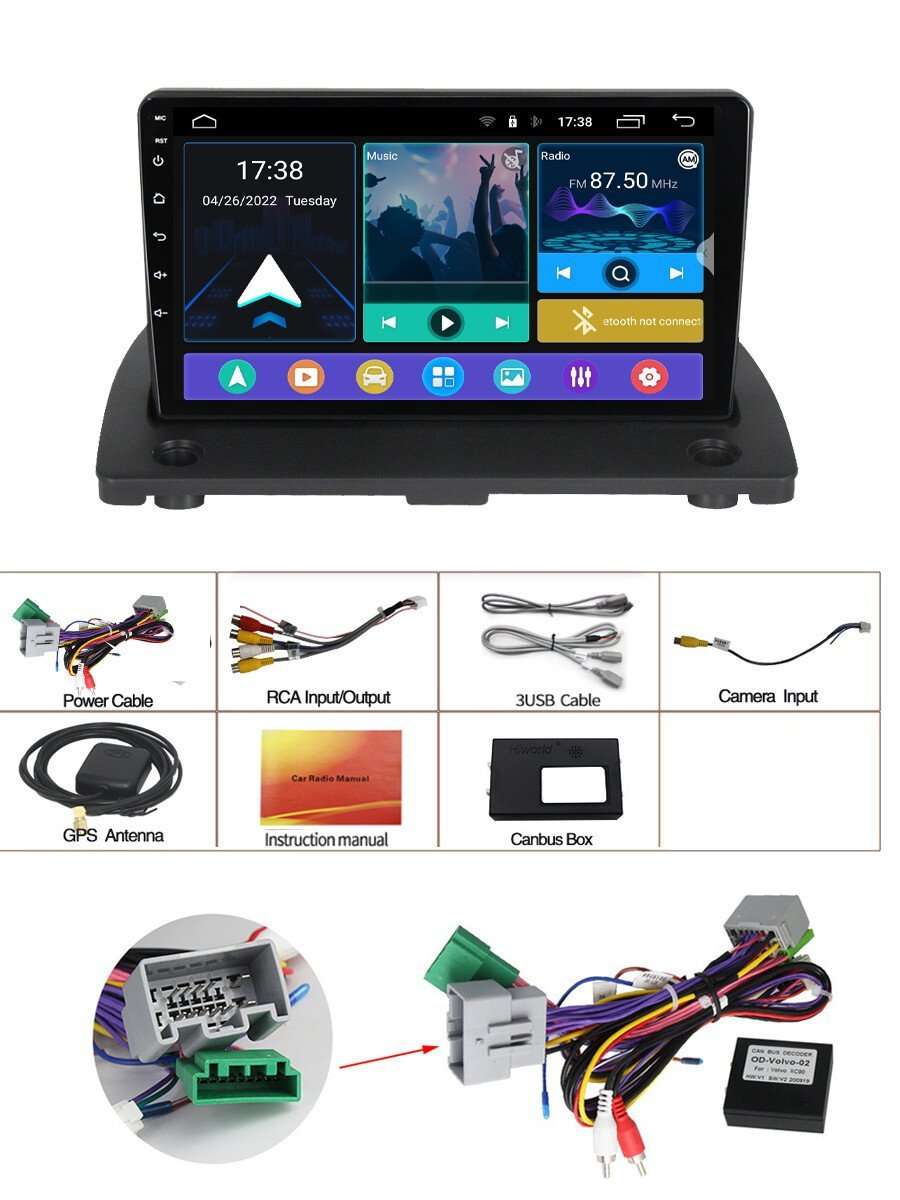 9" for Volvo XC90 2002-2014 DAB Car Radio Android GPS Sat Navi BT CarPlay 4+64GB