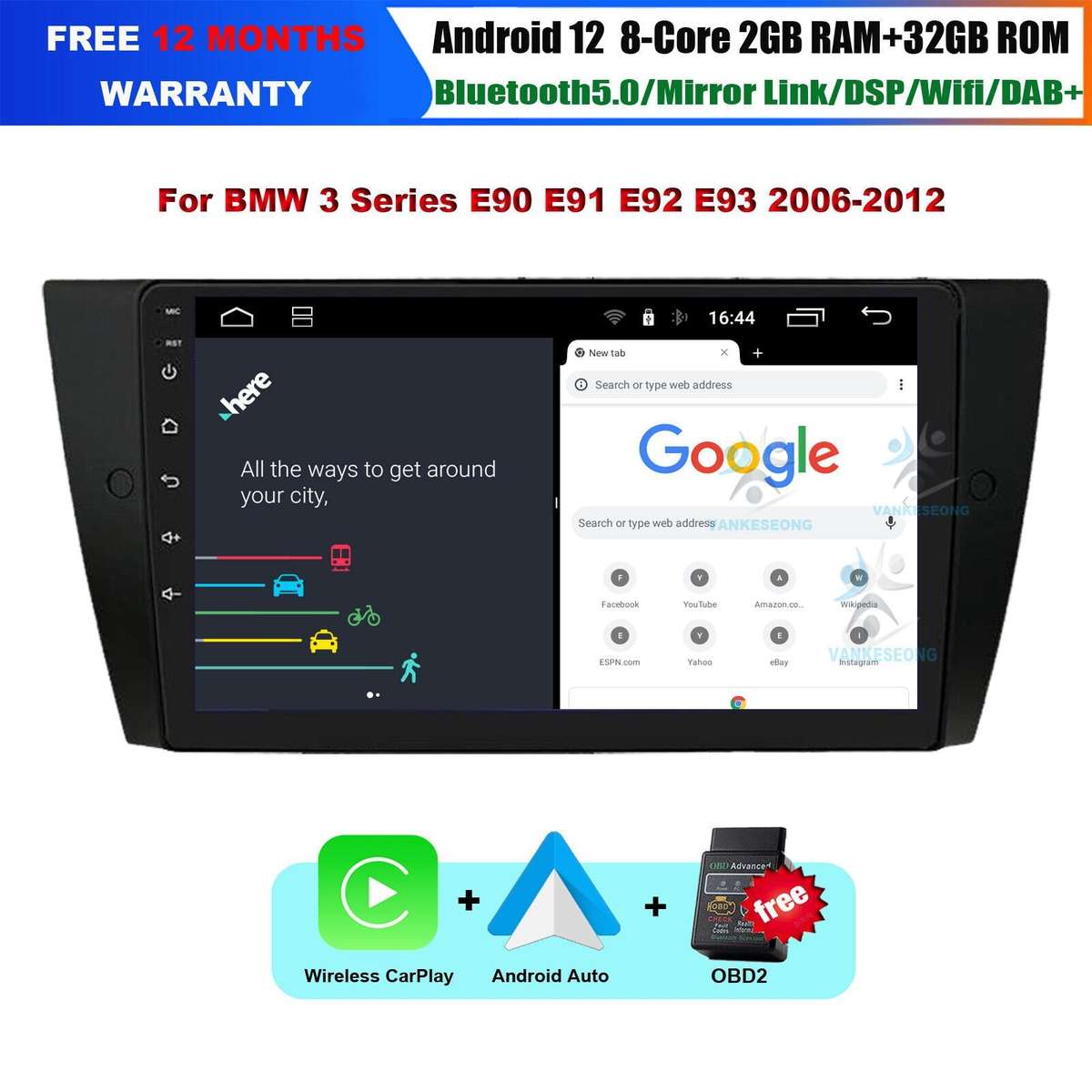 For BMW 3er M3 E90 E91 E92 E93 Autoradio DAB+Wifi Android CarPlay GPS Navigation