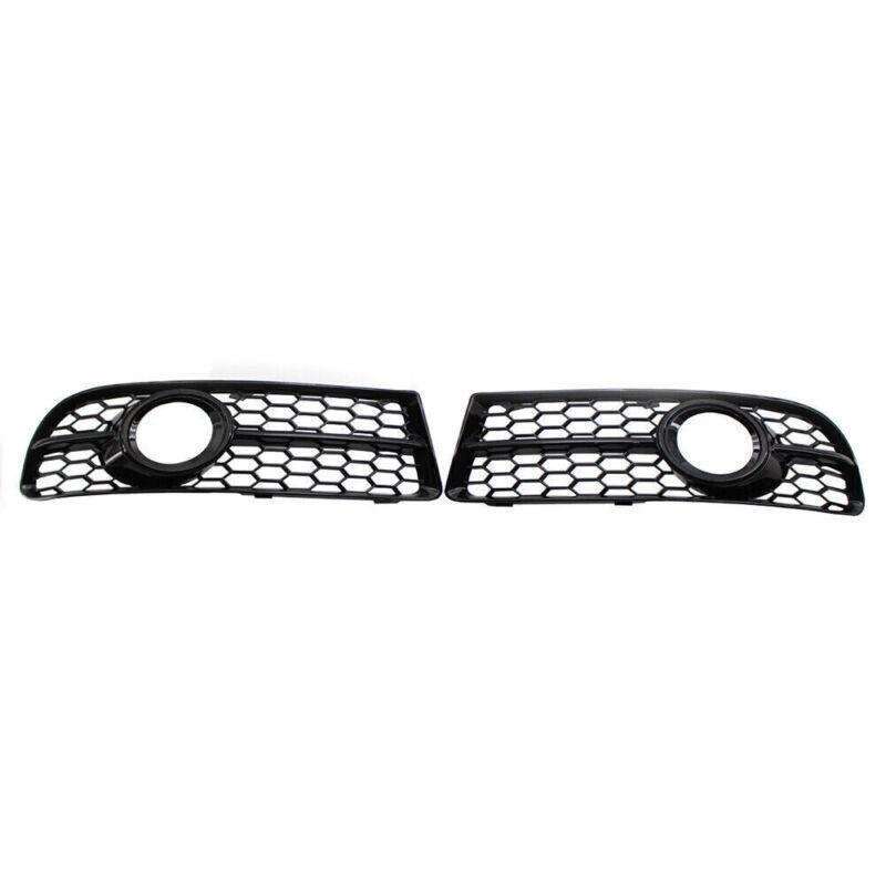 Honeycomb Fog Light Grille w/ Trim Gloss Black for Audi A4 B7 S-Line 05-08