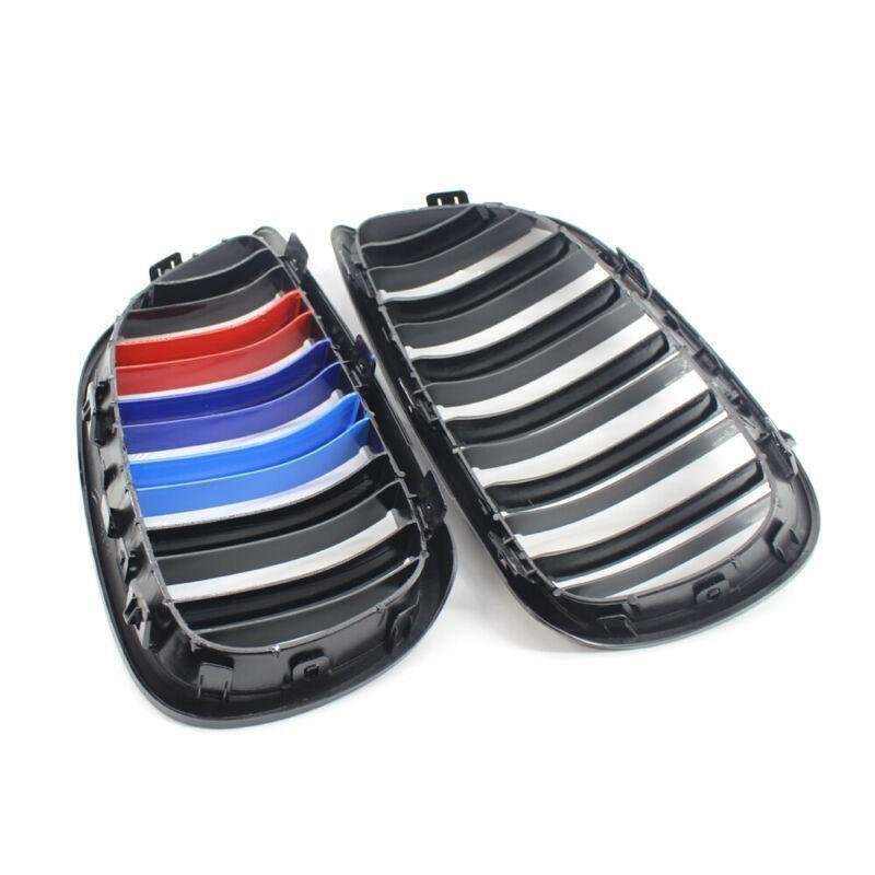 2X/Set Shiny Black Dual Slat M Look Grille for BMW E92 E93 2DR 06-10 Mesh Grill