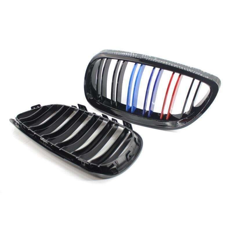 2X/Set Shiny Black Dual Slat M Look Grille for BMW E92 E93 2DR 06-10 Mesh Grill