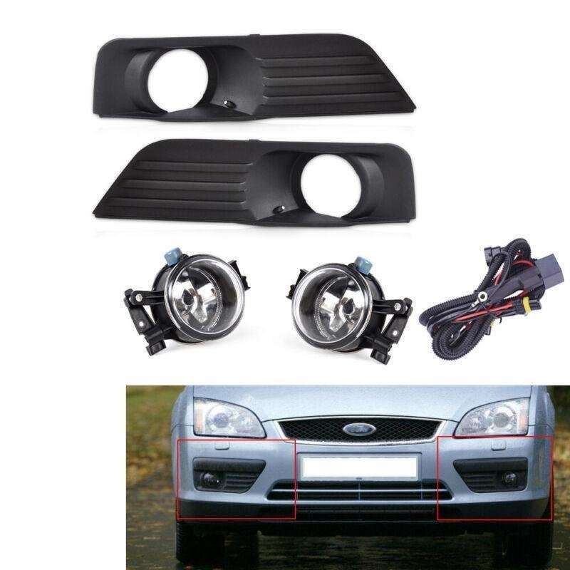 Front Lower Fog Light + Foglamp Grille w/ wire Kit Fit for Ford Focus 05-07