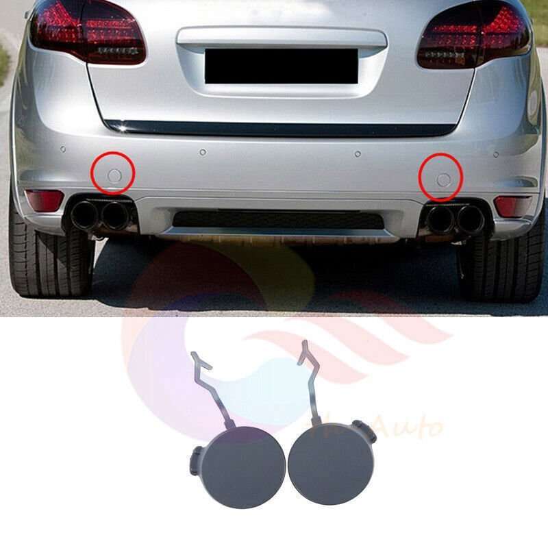 LH + RH Unpainted Rear Bumper Tow Hook Cover Cap For Porsche Cayenne 92A 11-14