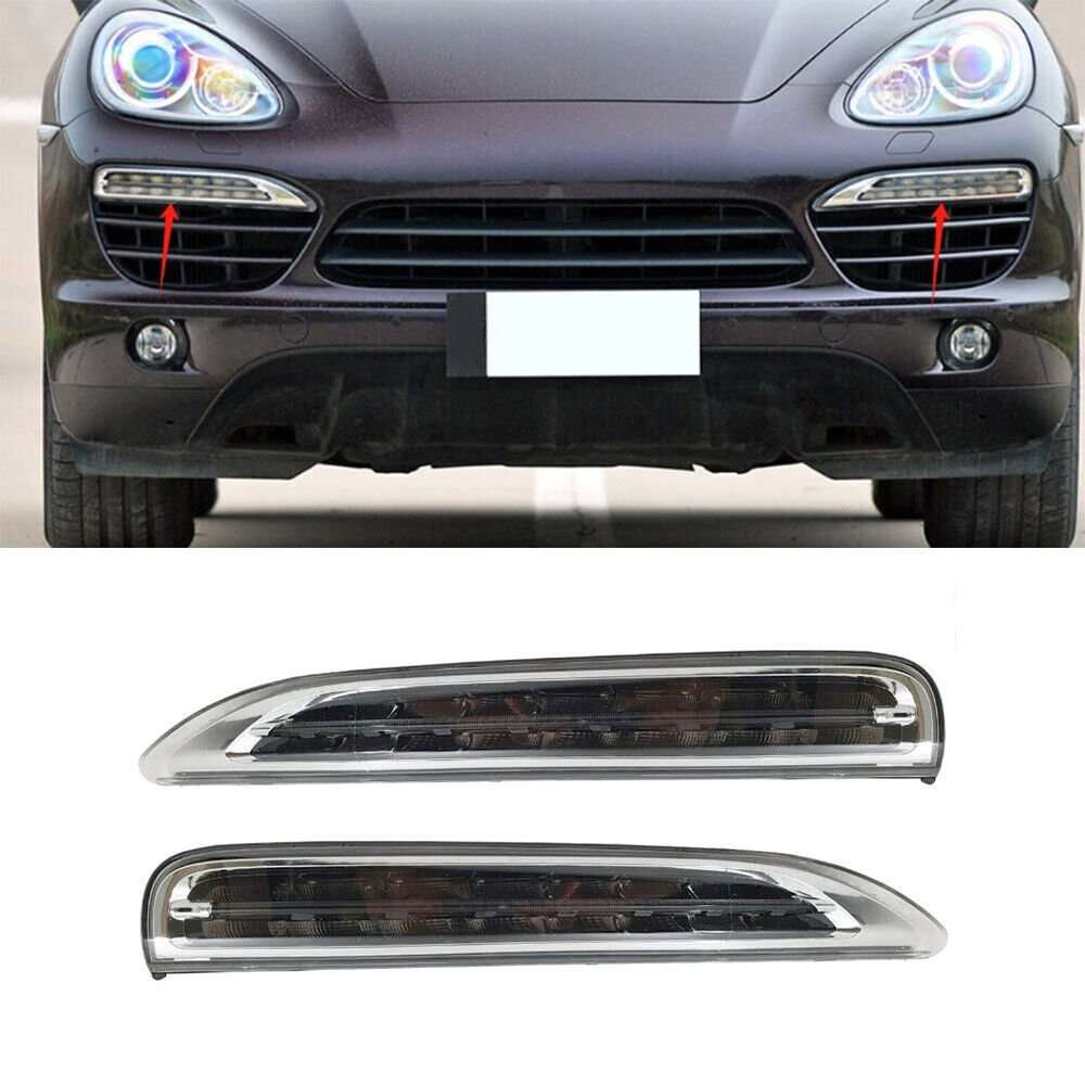 Pair Front Bumper Daytime Run Light Lamp LED DRL Fit For Porsche Cayenne 2011-14