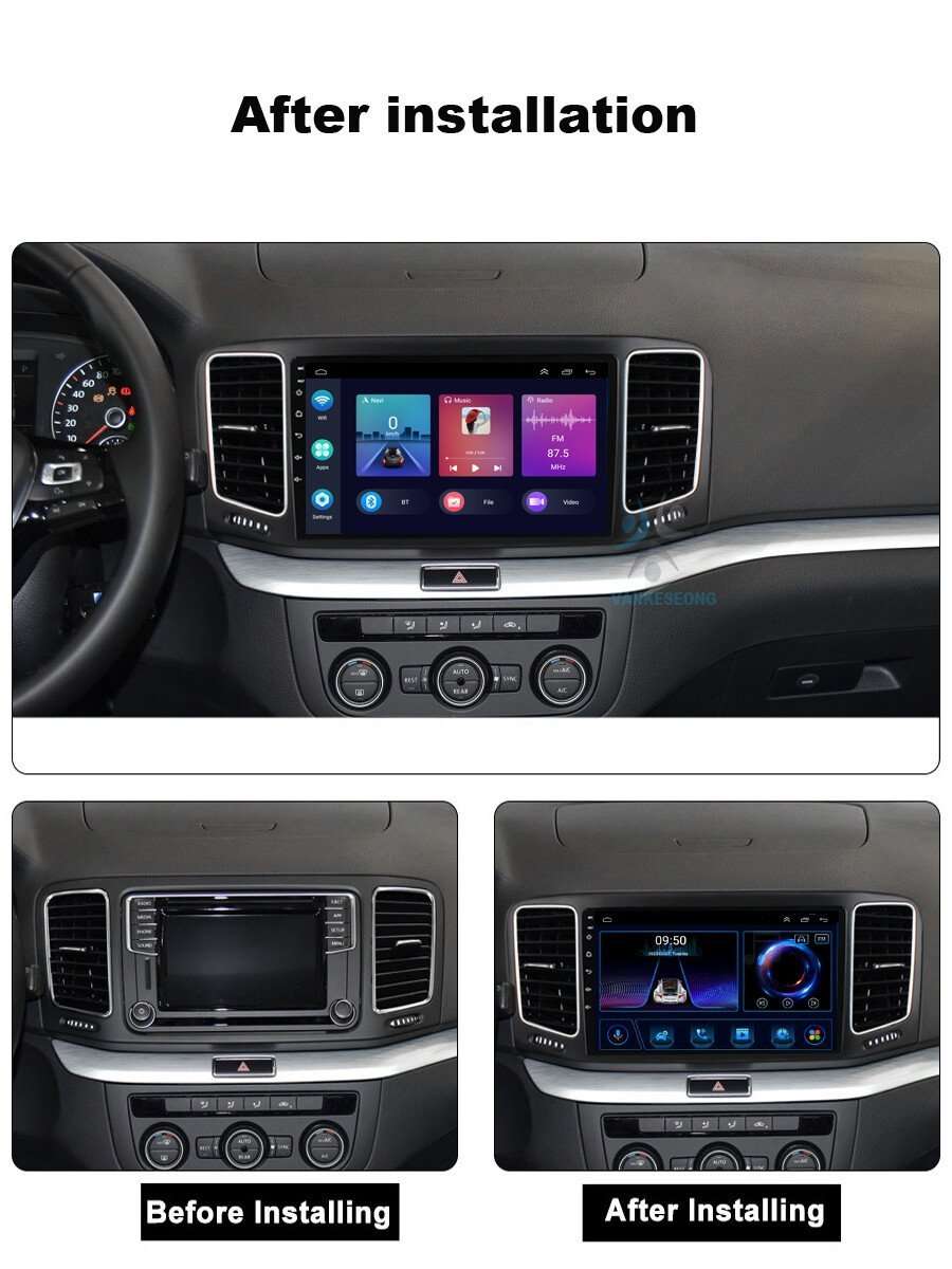 Car Radio For VW Sharan 2012-2018 Bluetooth Android 12 GPS Navigation Stereo DAB