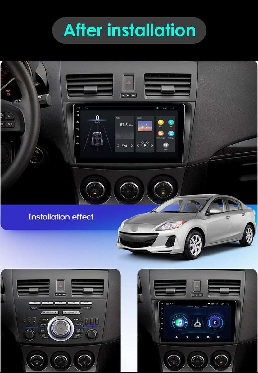 For Mazda 3 2009-2013 CarPlay Head Unit Android 13 Car Radio DAB+WiFi GPS SatNav