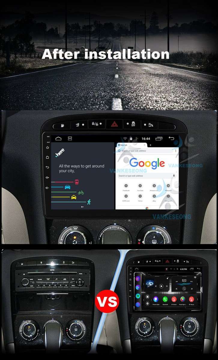 9" Car Radio for Peugeot 408 2010-2013 CarPlay Android 12 Head Unit GPS Sat Nav