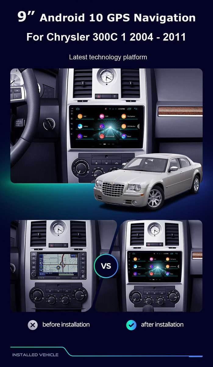 9" Touch Screen Car Radio Android Head Unit WIFI GPS for Chrysler 300C 2004-2011