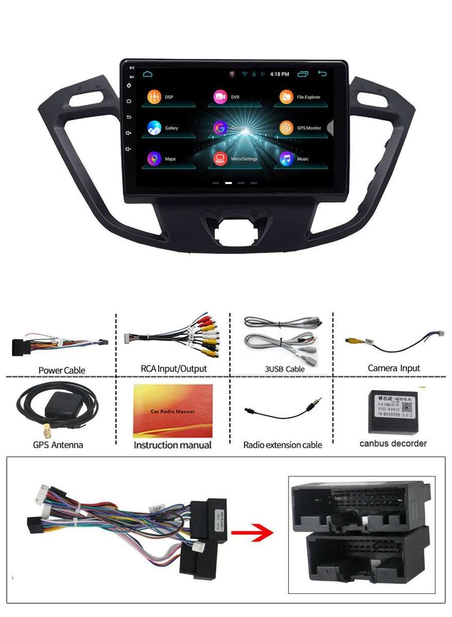 For Ford Transit Custom Car Multimedia Head Unit GPS DAB+ Radio Stereo CarPlay