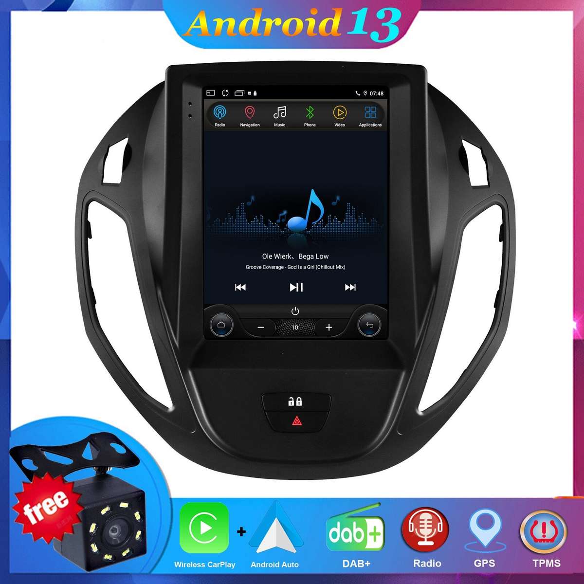 9.7" Android13 DAB Autoradio GPS Sat Navi For Ford Transit Tourneo Courier B-Max
