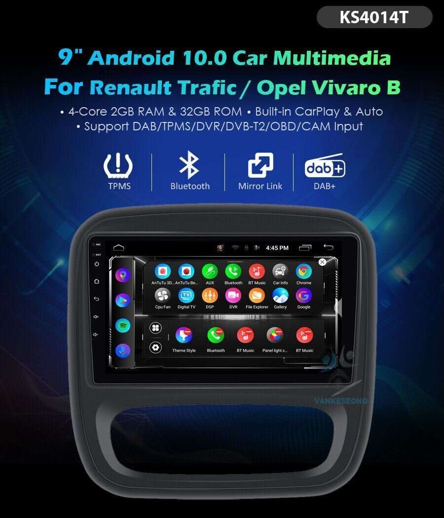 For Renault Trafic X82 2014-2019 CarPlay Head Unit Android DAB+Radio GPS SatNav