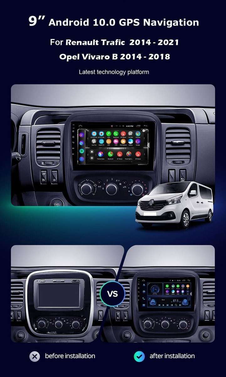 For Renault Trafic X82 2014-2019 CarPlay Head Unit Android DAB+Radio GPS SatNav
