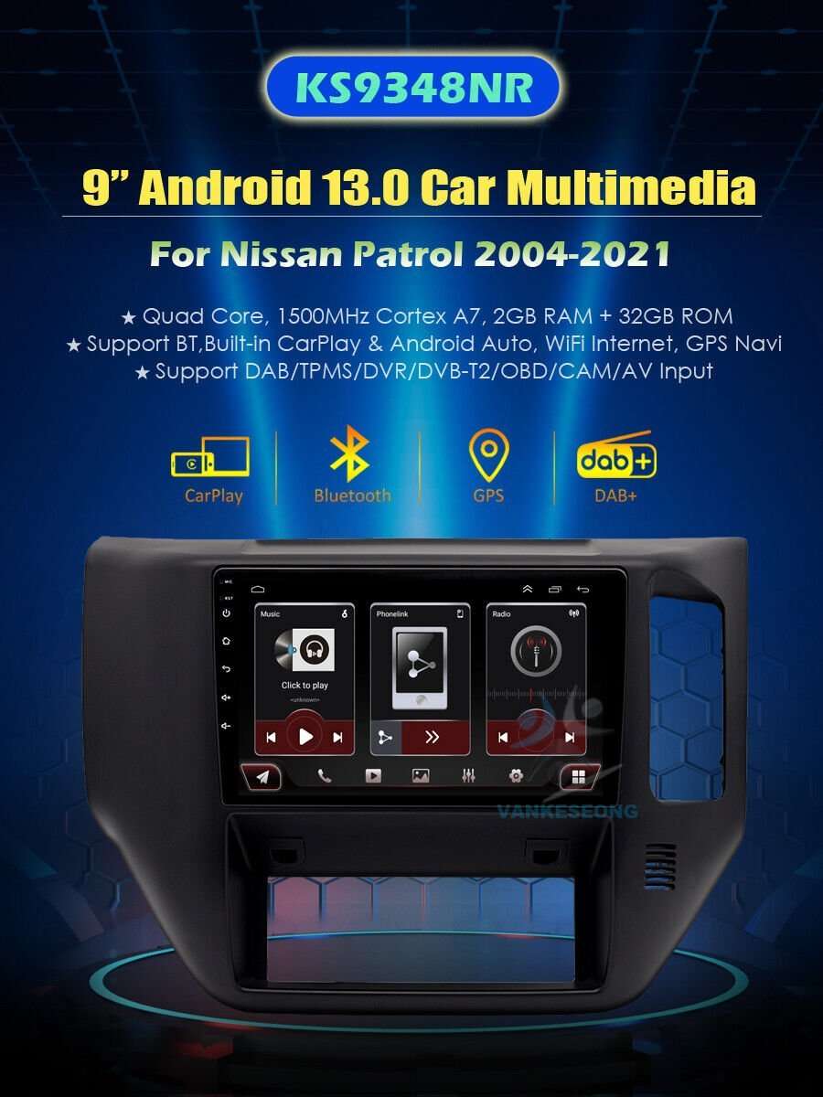 9" Android13 Car Radio Stereo DAB GPS Sat Nav bt USB For Nissan Patrol 2004-2021