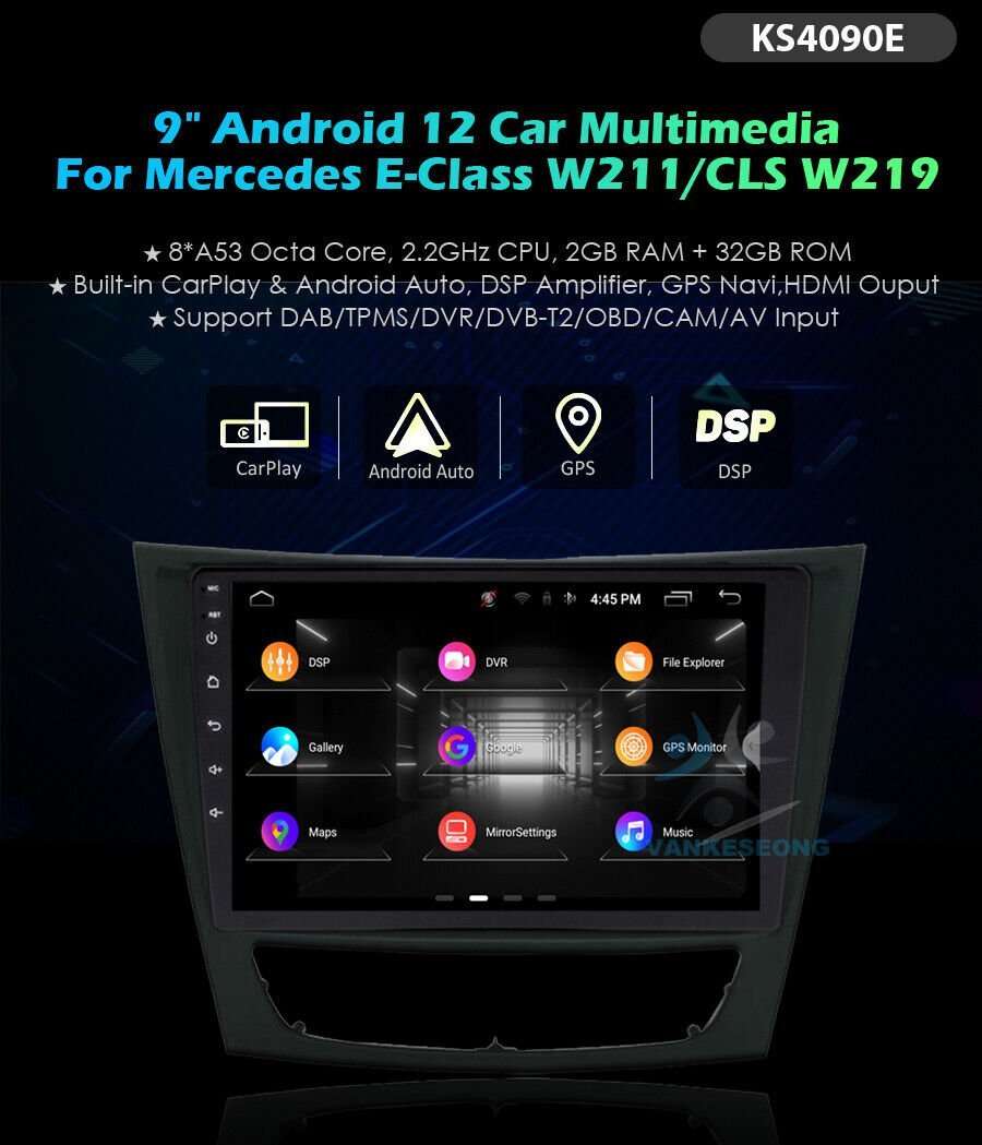for Mercedes E-Class W211 CLS W219 Android Head Unit BT DAB Radio Stereo GPS+DVR