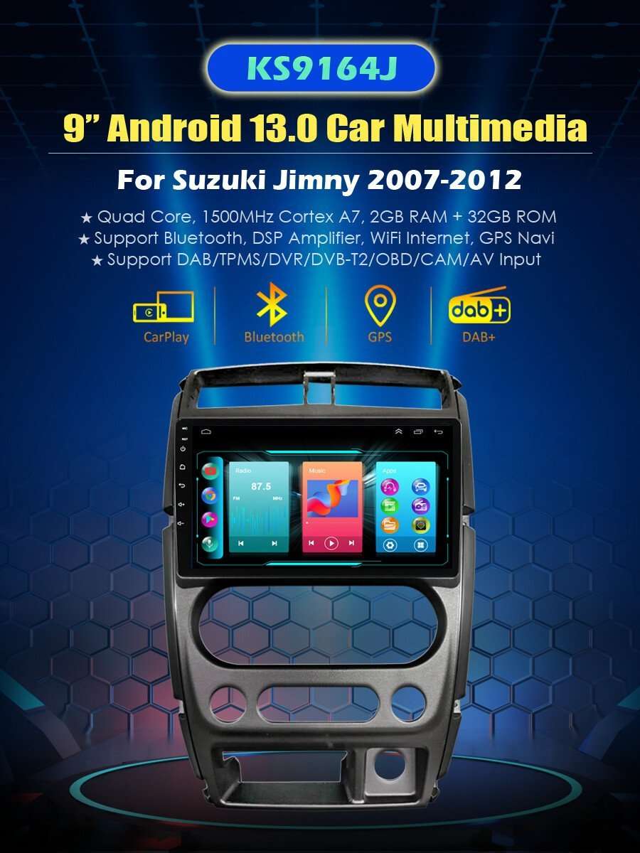 9" Android 13 Car Stereo Video DAB+Radio Navigation For Suzuki Jimny 2007-2012
