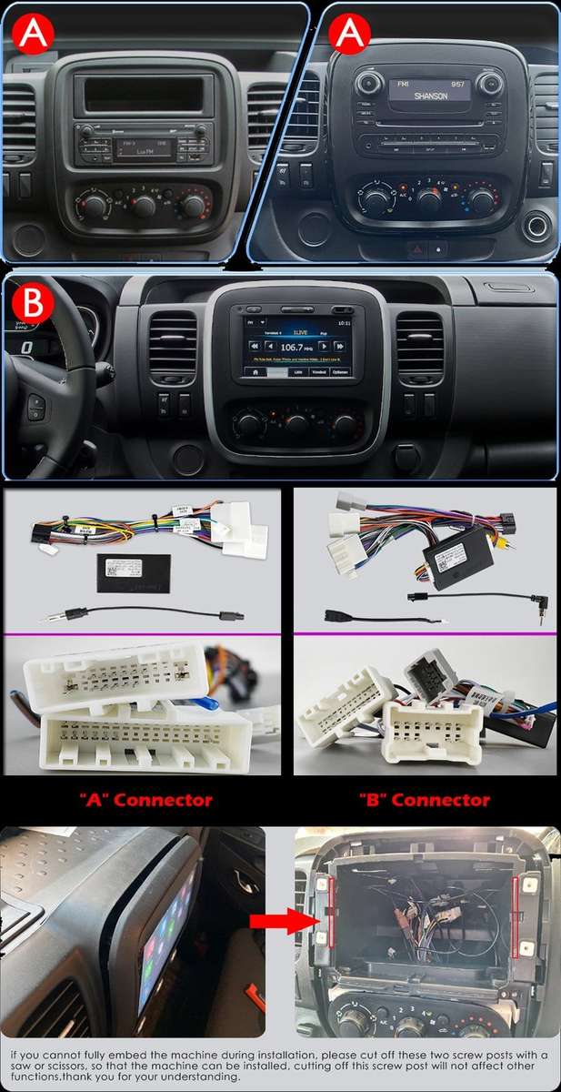 Wifi Android Autoradio CarPlay GPS Navigation BT DAB For Opel Vivaro B 2014-2019