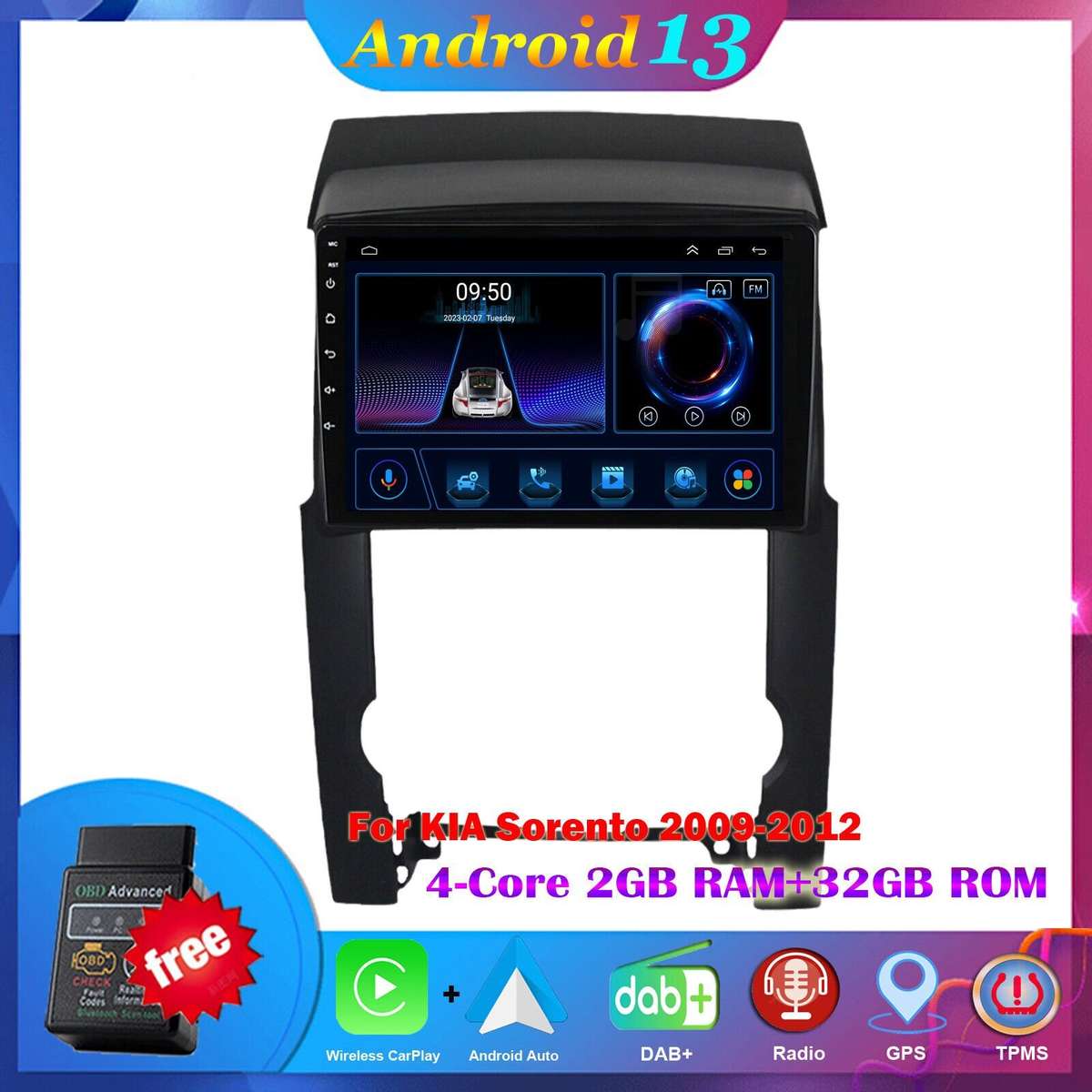 9"For Kia Sorento 2 2009-2012 Android Auto Radio Navigation GPS BT DAB+