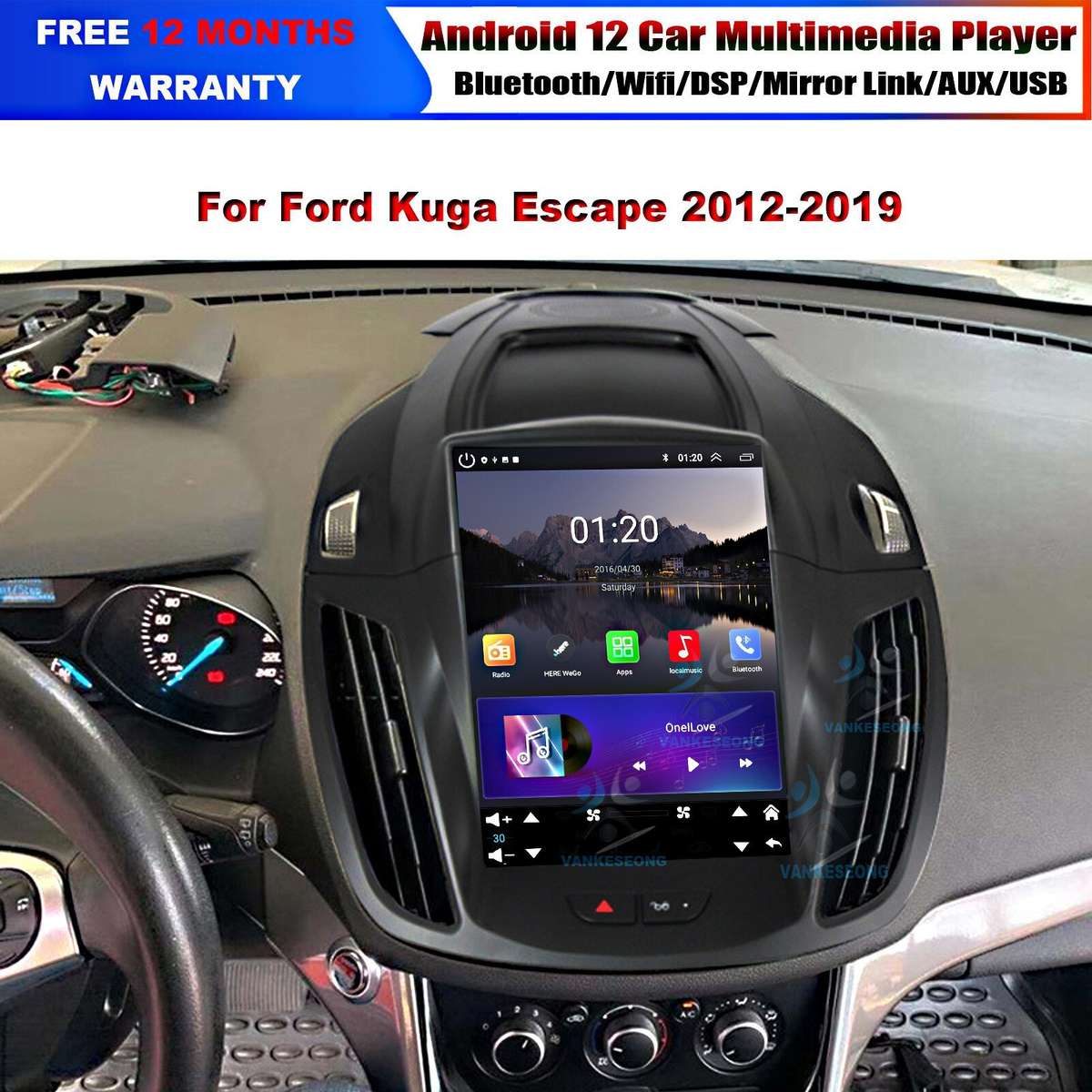 9.7" Android12 DAB+ Autoradio Wifi GPS Navigation For Ford Kuga Escape 2012-2019