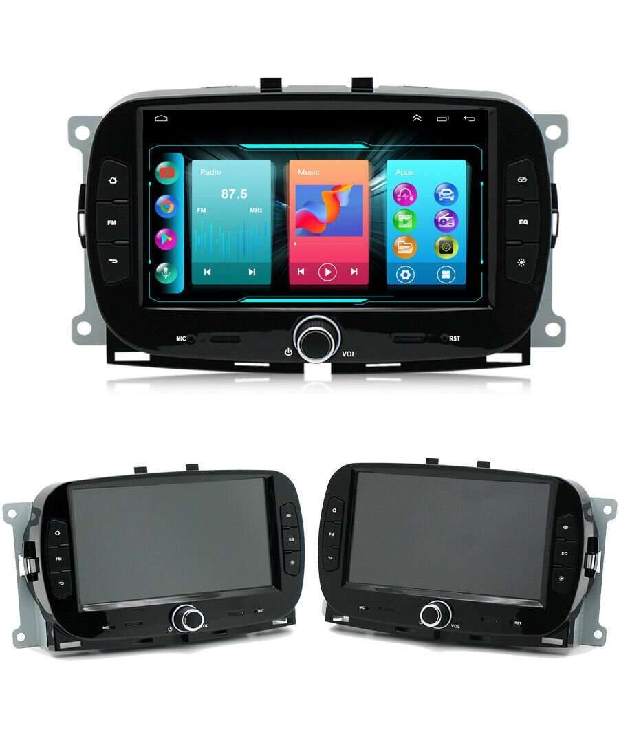 7" 32GB Android 12 Head Unit BT CarPlay Sat Nav GPS Radio For Fiat 500 2016-2019
