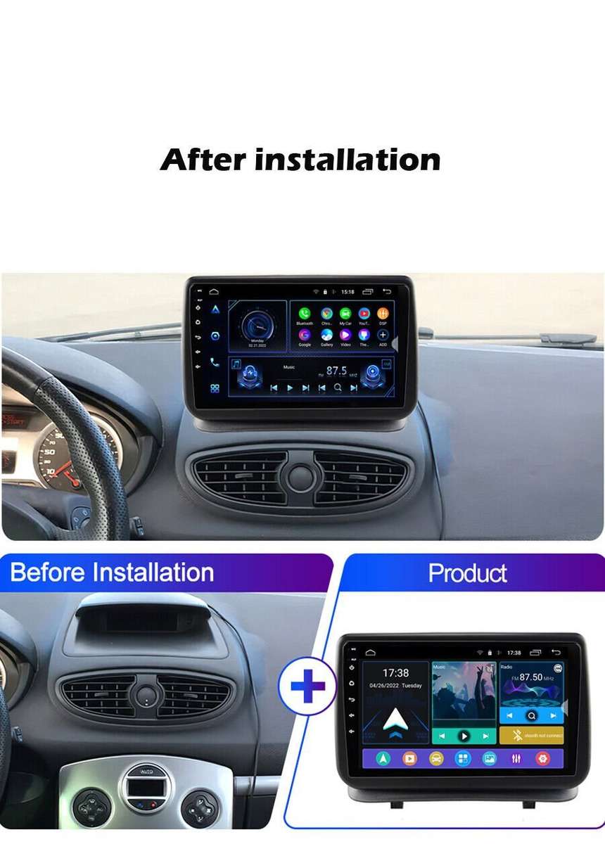 Car Radio For Renault Clio 3 2005-2014 Android 12 9"GPS SatNav DAB+WIFi HeadUnit
