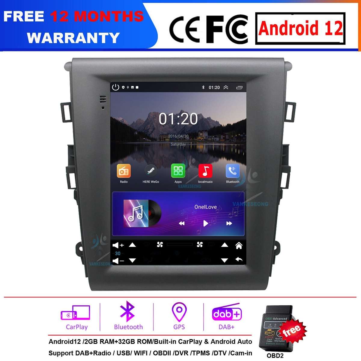 9.7" Android Auto CarPlay Autoradio Navigation GPS For Ford Mondeo V 2013-2018