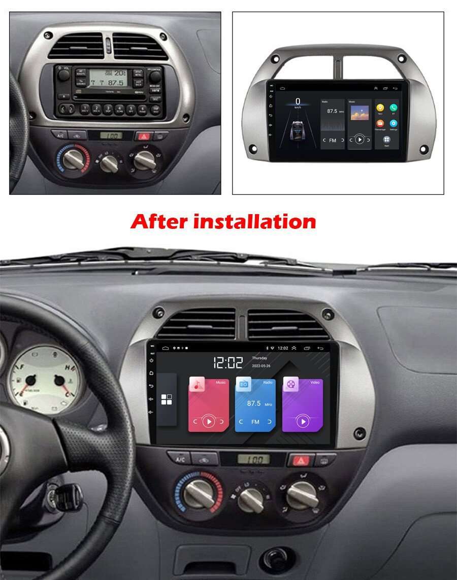 OBD+ 9" Autoradio GPS Navigation CarPlay Android Auto for TOYOTA RAV4 2001-2006