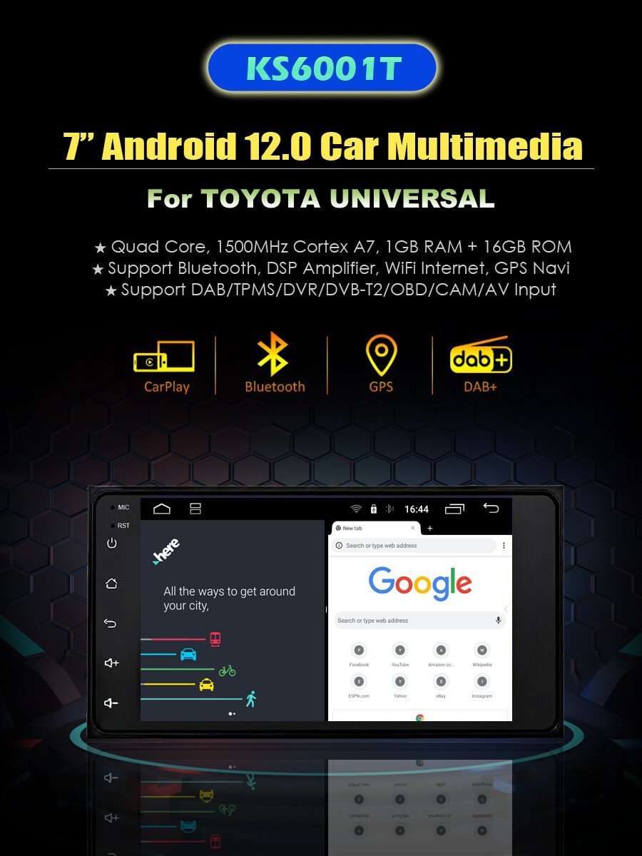 Android12 Car Stereo DAB Radio DSP GPS SatNav For Toyota 4 Runner Previa Corolla