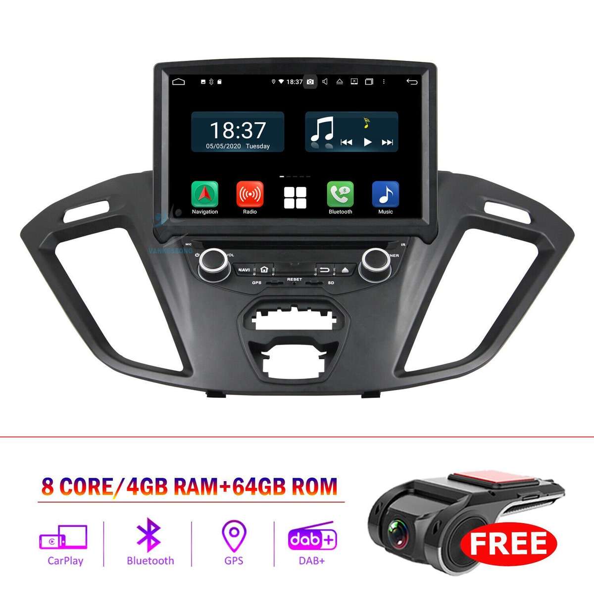 8" Touch Screen 64GB Multimedia Android GPS BT Car Radio For Ford Transit Custom