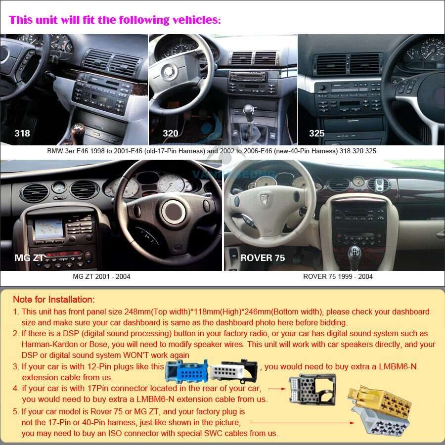 7" Android CarPlay GPS BT DAB Autoradio Navigation For BMW 3er E46 316i 320d 330