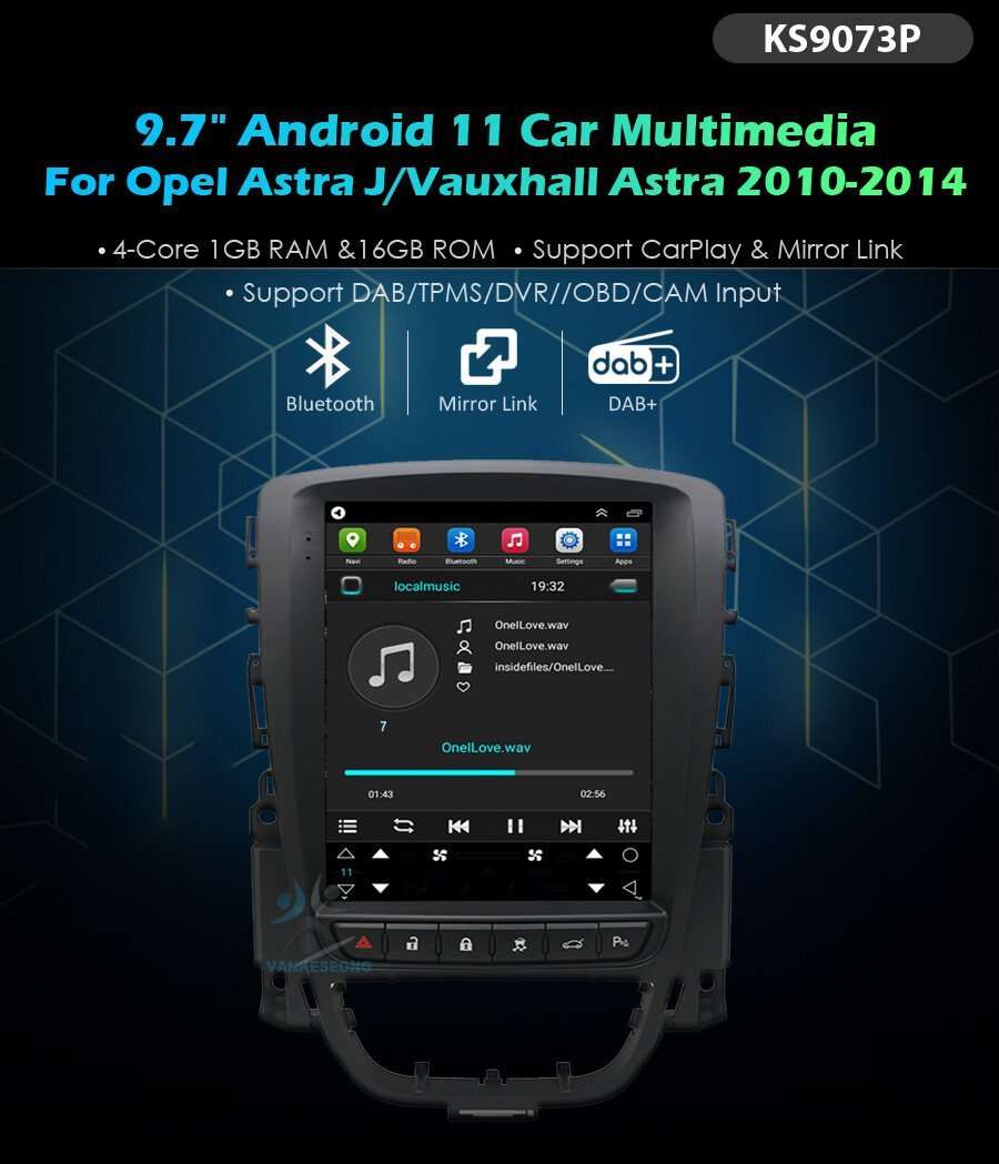 9.7" Android 11 Touch Screen Head Unit BT DAB Radio For Vauxhall Astra 2010-2014