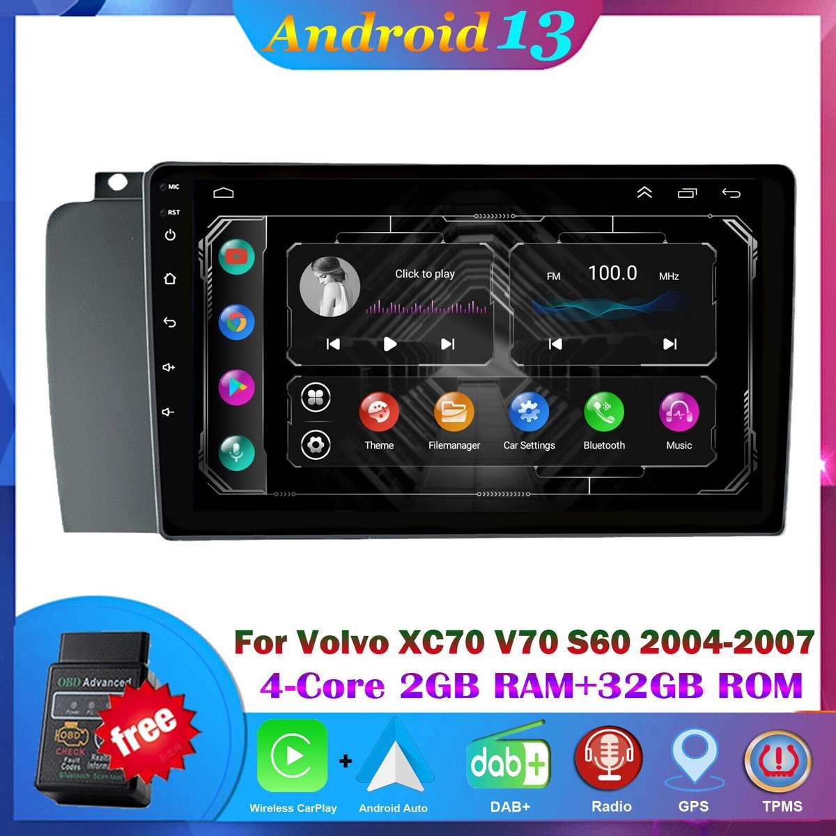 For Volvo XC70 V70 S60 2004-2007 DAB+ Android Auto Radio GPS Navigation CarPlay