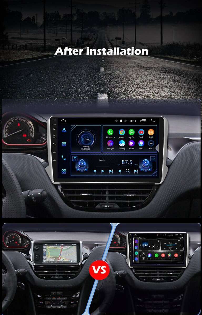 10.1" Android Autoradio GPS Navigation CarPlay DAB BT For Peugeot 2008 2013-2020