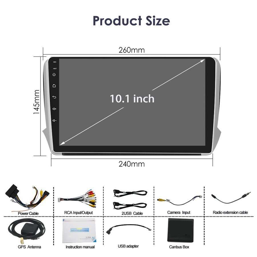 10.1" Android Autoradio GPS Navigation CarPlay DAB BT For Peugeot 2008 2013-2020
