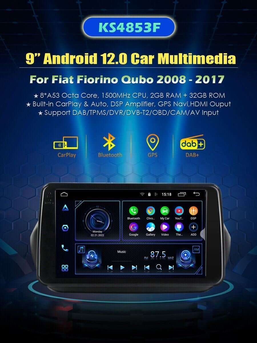 Android Autoradio Wifi GPS Navigation Touchscreen DAB For Citroen Nemo 2008-2017