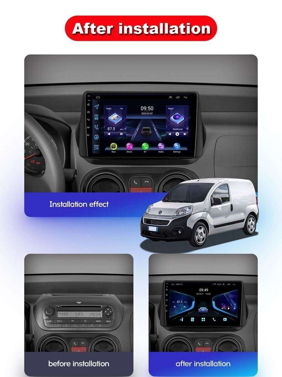 9" 64GB Android Auto For Peugeot Bipper 2008-2017 CarPlay Autoradio GPS